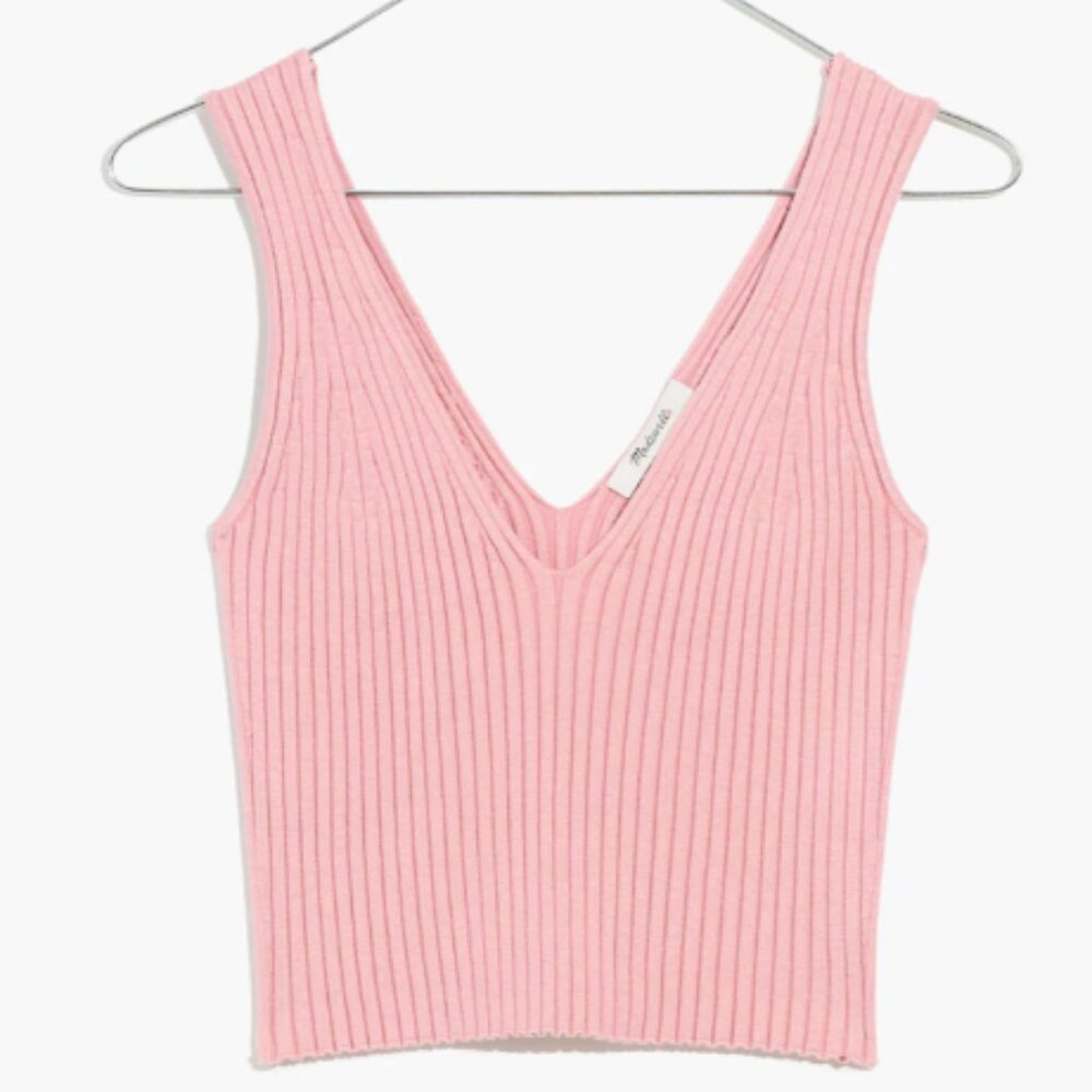 Madewell V-Neck Sweater Tank - Pink - Small